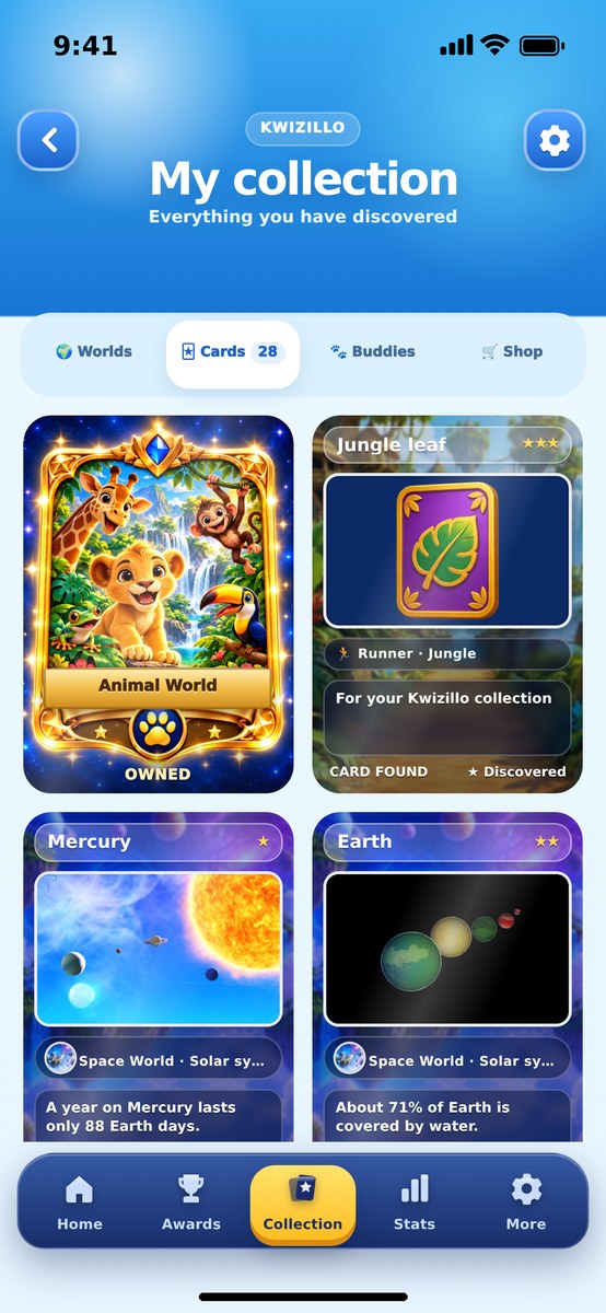Collectable cards with the illustrations